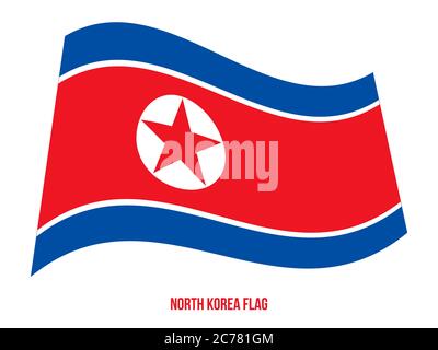 North Korea Flag Waving Vector Illustration on White Background. North Korea National Flag. Stock Vector