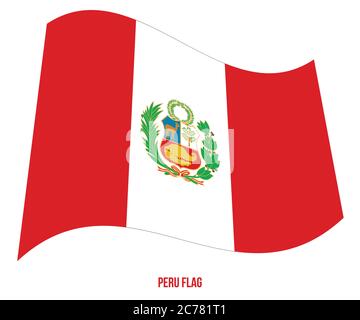 Peru Flag Waving Vector Illustration on White Background. Peru National Flag. Stock Vector