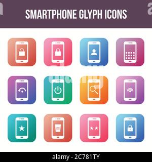 Unique smartphone vector glyph icon set Stock Vector