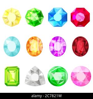 Vector jewels diamonds gem stickers set isolated Stock Vector