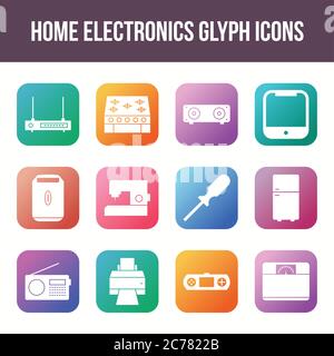 Unique home electronics vector glyph icon set Stock Vector