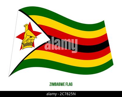 Zimbabwe Flag Waving Vector Illustration on White Background. Zimbabwe National Flag. Stock Vector