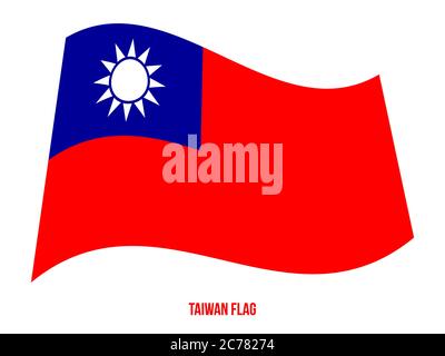 Taiwan Flag Waving Vector Illustration on White Background. Taiwan National Flag. Stock Vector