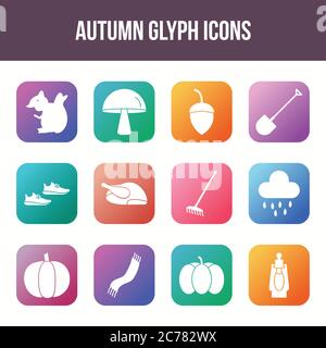 Unique autumn vector glyph icon set Stock Vector