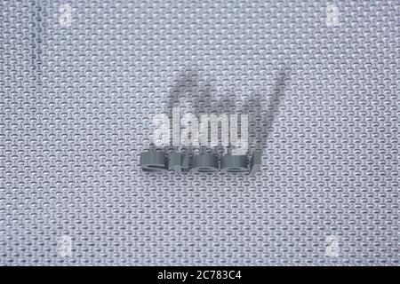 Words on a Steel texture background. steel blocks and shadows. 3D rendering. Stock Photo
