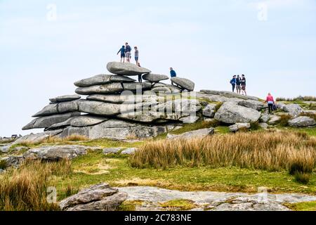 Stowe's Hill is a granite ridge on Bodmin Moor, and is known as the location of the Cheesewring granite outcrop (not shown).  Cornwall, England, UK. Stock Photo