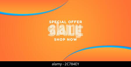 Sale banner minimal design circle shape style orange colorful with space for content. vector illustration. Stock Vector
