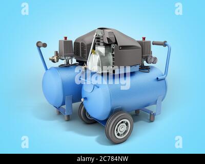 modern Blue Air Compressor 3d render on white background Stock Photo ...