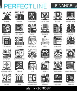 Finance & Investment Icons Black & White Set Big Stock Vector Image ...