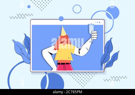 Online friends party abstract concept vector illustration. Happy talking  and laughing woman, isolation entertainment, video call, virtual fun at  home, zoom conference, web chat abstract metaphor Stock Vector Image & Art 