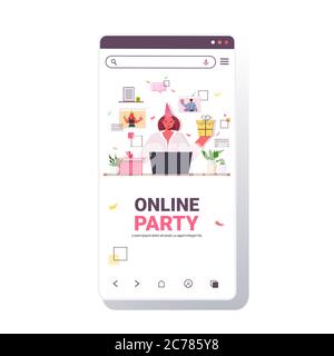 Online friends party abstract concept vector illustration. Happy talking  and laughing woman, isolation entertainment, video call, virtual fun at  home, zoom conference, web chat abstract metaphor Stock Vector Image & Art 