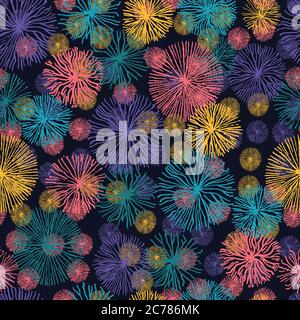 Seamless pattern with abstract floral structures and elements. Vector illustration Stock Vector