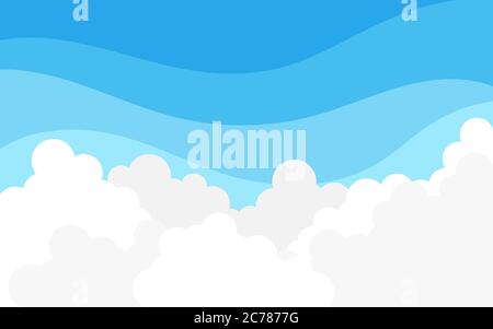 White fluffy cloud on top blue sky outdoor landscape vector background Stock Vector
