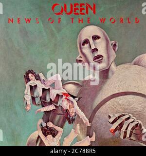 Queen - original vinyl album cover - News Of The World - 1977 Stock Photo