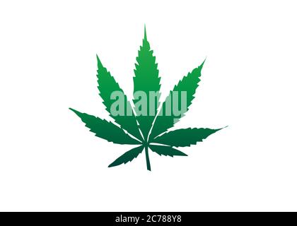 medical marijuana, cannabis green leaf logo. European Cannabis Events 2020, Business Logo Concept. Vector green circular line illustration isolated Stock Vector