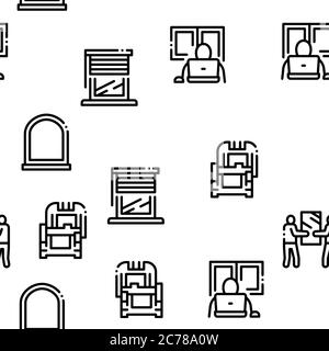 Pvc Window Frames Seamless Pattern Vector Stock Vector