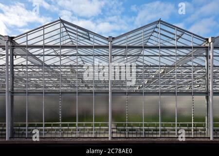 Front view of a newly build greenhouse in The Netherlands Stock Photo
