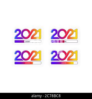 Progress bar showing loading of 2021 set icon. Vector on isolated white background. EPS 10 Stock Vector