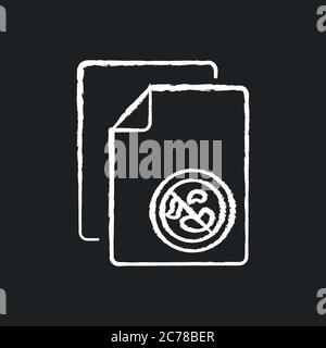 Antibacterial wipes chalk white icon on black background. Surface cleaning product, medical napkins. Disinfection. Sanitary tissues with biocide coati Stock Vector