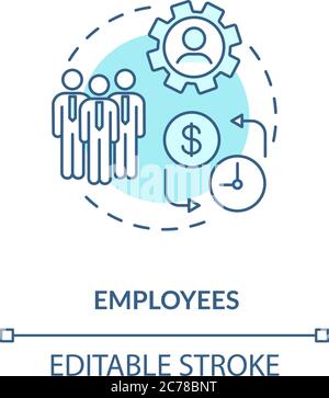 Employees concept icon. Corporation members. Office workers team. Employment law. Subordinates idea thin line illustration. Vector isolated outline RG Stock Vector
