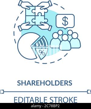 Shareholders concept icon. Corporation members, crowdfunding. Investing money. Business partners. Stockholders idea thin line illustration. Vector iso Stock Vector