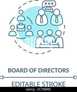 Board of directors concept icon. Corporation members. Company CEO. Business top management. Shareholders idea thin line illustration. Vector isolated Stock Vector