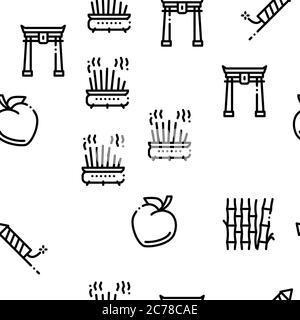 Chinese New Year Feast Seamless Pattern Vector Stock Vector