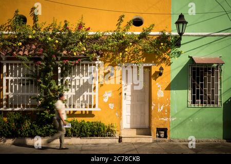 Street Scene, Getsemani Barrio, Cartagena, Bolívar Department, Colombia, South America Stock Photo