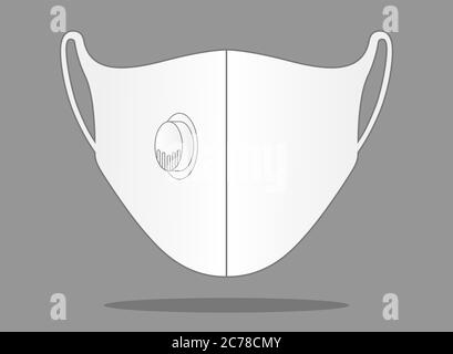 White Cycling Mask With Air Purifying Carbon Filter Vector. Stock Vector