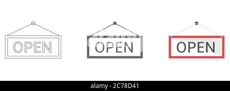 Open hanging sign vector icons Stock Vector