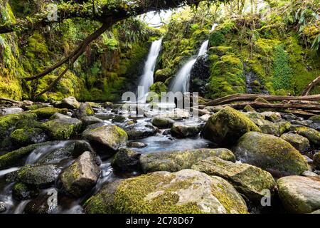 Venford Falls in Dartmoor National Park - Devon, England Stock Photo