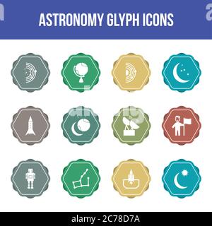 Unique astronomy vector glyph icon set Stock Vector