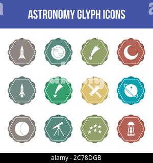 Unique astronomy vector glyph icon set Stock Vector
