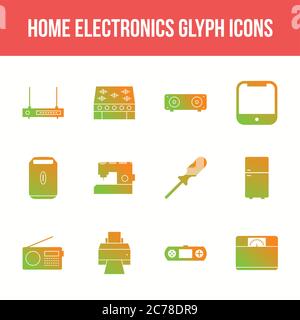 Unique home electronics vector glyph icon set Stock Vector