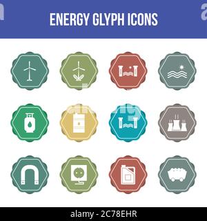 Unique energy vector glyph icon set Stock Vector