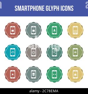 Unique smartphone vector glyph icon set Stock Vector