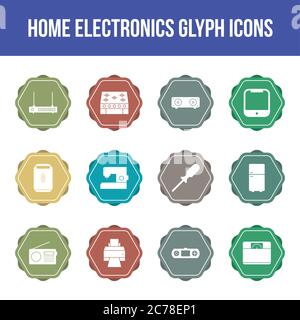 Unique home electronics vector glyph icon set Stock Vector