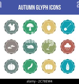 Unique autumn vector glyph icon set Stock Vector