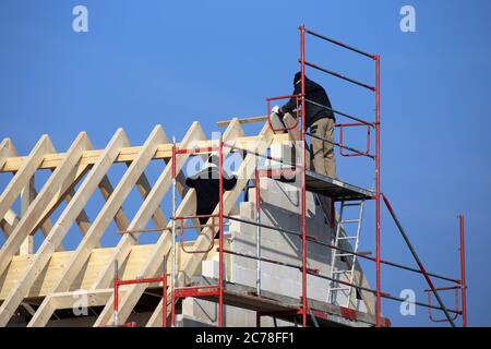 Carpentry work on a residential building Stock Photo