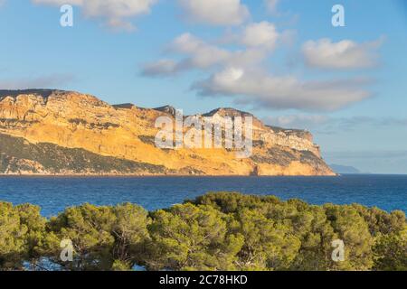 View from the Calanques National Park to Cape Canaille, Cassis, Provence, France, Europe