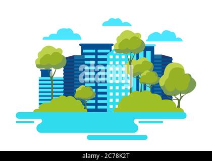 Green eco city vector illustration ( SDGs, ecology concept , nature ...