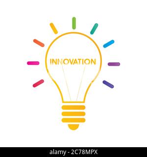 Creative Ideas And Innovations. Abstract Light Bulb Shining With Colorful Rays, Vector Stock Vector