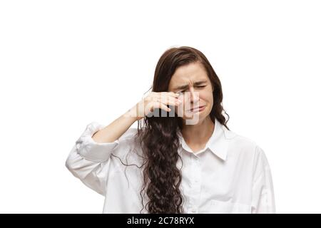 Pick up master. Young caucasian man with funny, unusual popular emotions  and gestures isolated on white studio background. Human emotions, facial  expression, sales, ad concept. Trendy look inspired by memes Stock Photo 