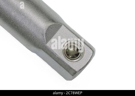 Ratchet wrench head close up. Isolated on white Stock Photo