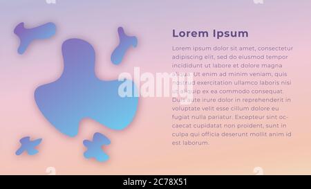 Abstract Liquid Background Design Template. Fluid Shapes Composition Concept. Muted Purple Beige Tosca Blue Gradation Color Theme. Stock Vector
