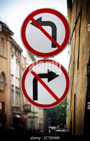 Strange road signs. No way left, no way right Stock Photo