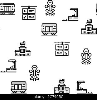 Train Rail Transport Seamless Pattern Vector Stock Vector
