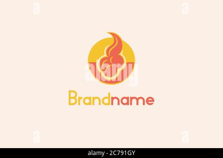 Hot Fire Logo Design Concept Template. Stock Vector