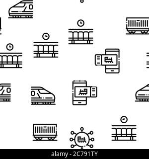 Train Rail Transport Seamless Pattern Vector Stock Vector