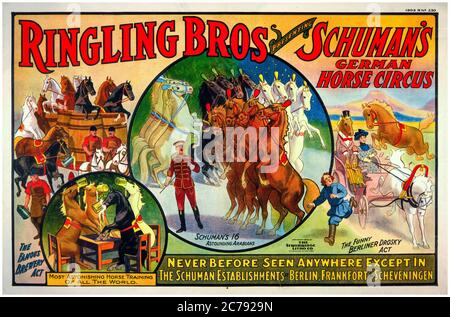 Ringling Brothers presenting Schuman's German horse circus, poster, 1909 Stock Photo